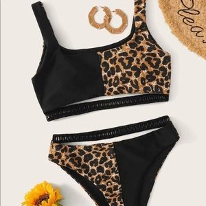 Black and Leopard Bathing Suit